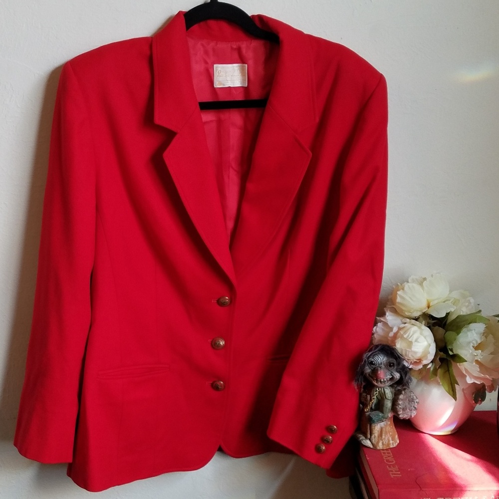 Pendleton 100% Virgin Wool Red Blazer Size 16